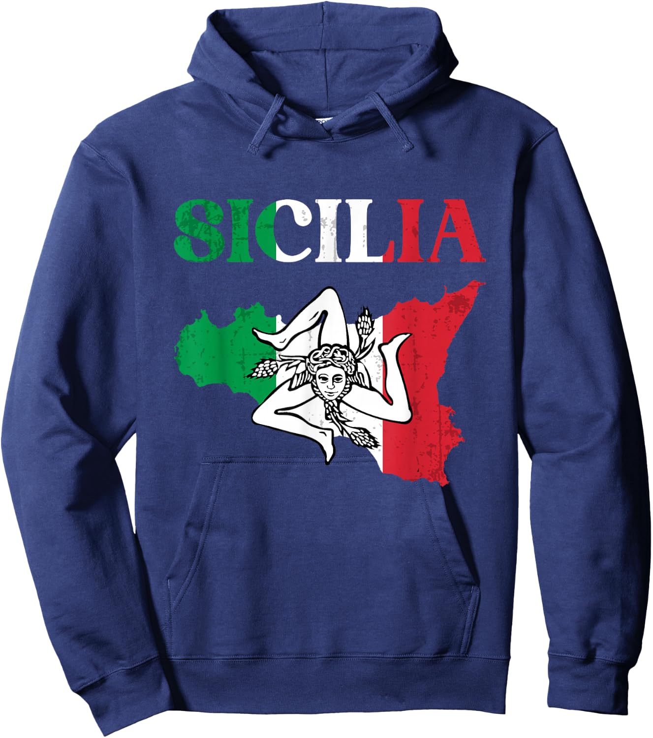 Sicilia Flag Sicily Palermo Italy Hoodie - Hoodie | Navy