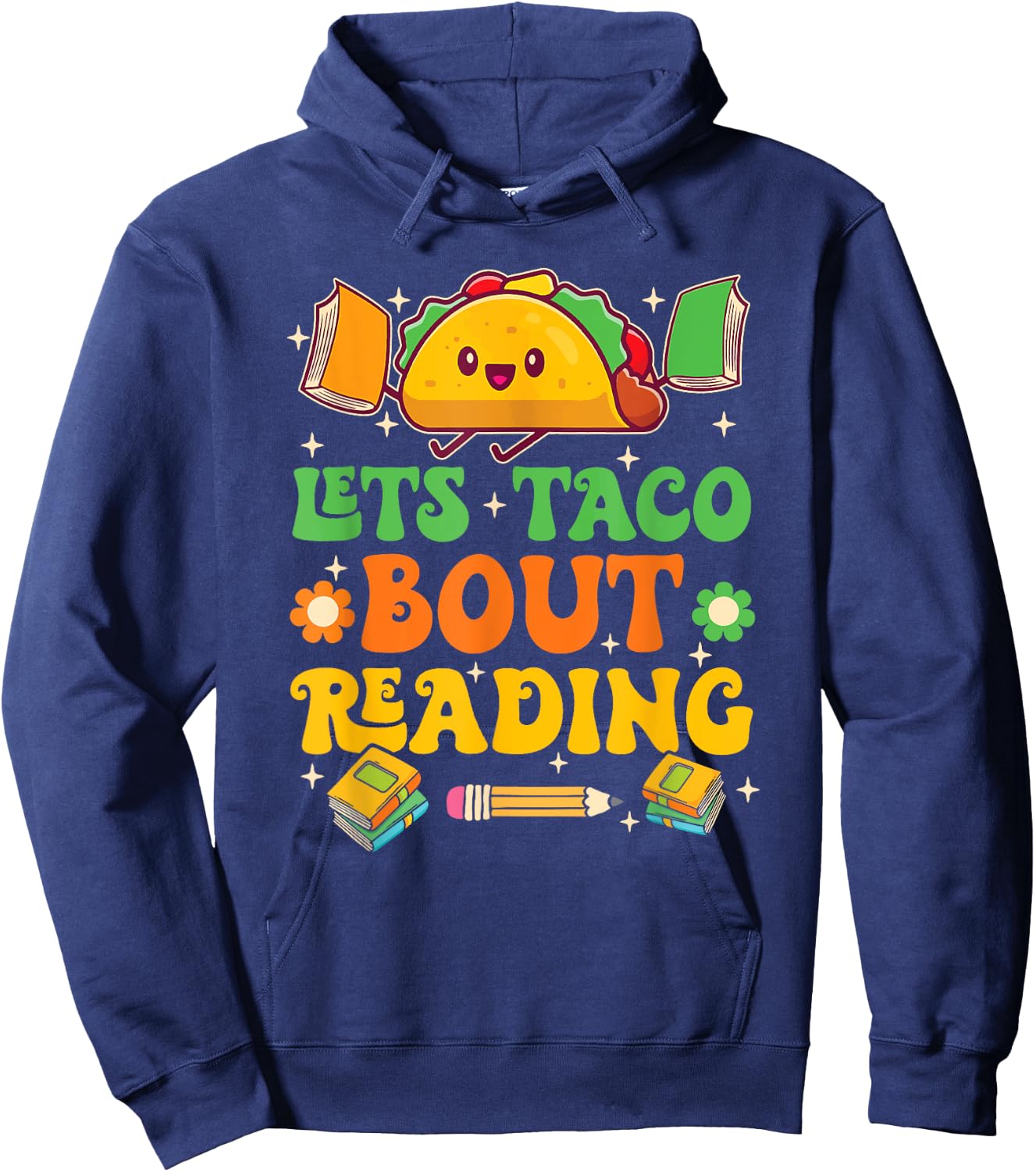 Lets Taco Bout Reading Back To School Science Teacher Groovy Men Women Hoodie - Hoodie | Navy