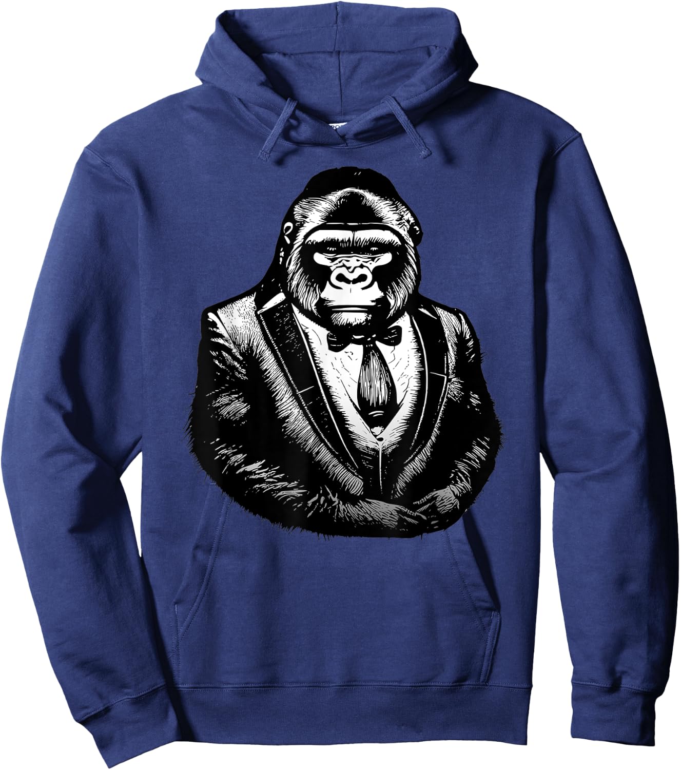 Gorilla_ in a Tuxedo, Funny Ape Monkey in a Tux_ Tie Suit Hoodie - Hoodie | Navy