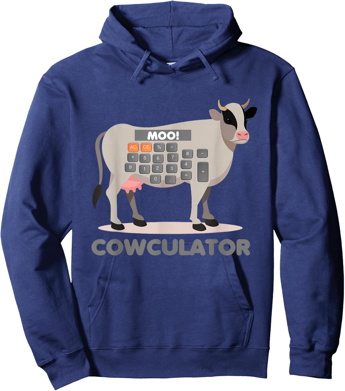 Algebra Maths Calculator Funny Problem Solver Cow Hoodie - Hoodie | Navy