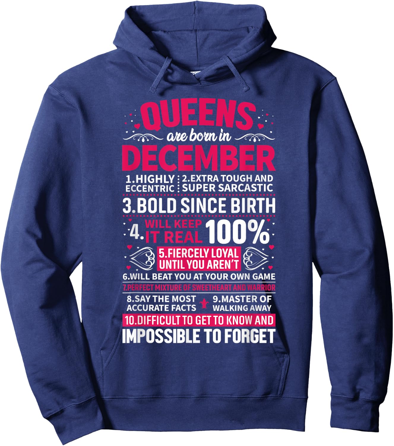 Queens Are Born in December Hoodie - Hoodie | Navy