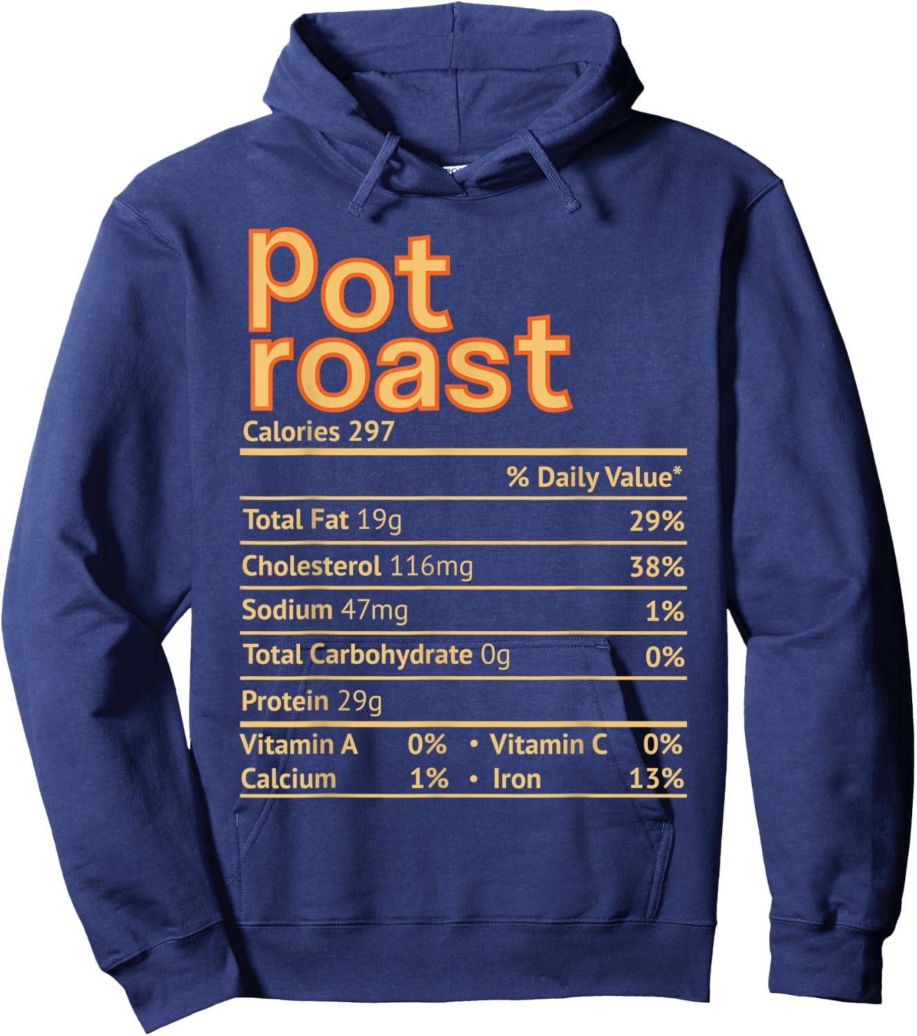 Pot Roast Nutrition Facts Funny Thanksgiving Christmas Food Hoodie - Hoodie | Navy