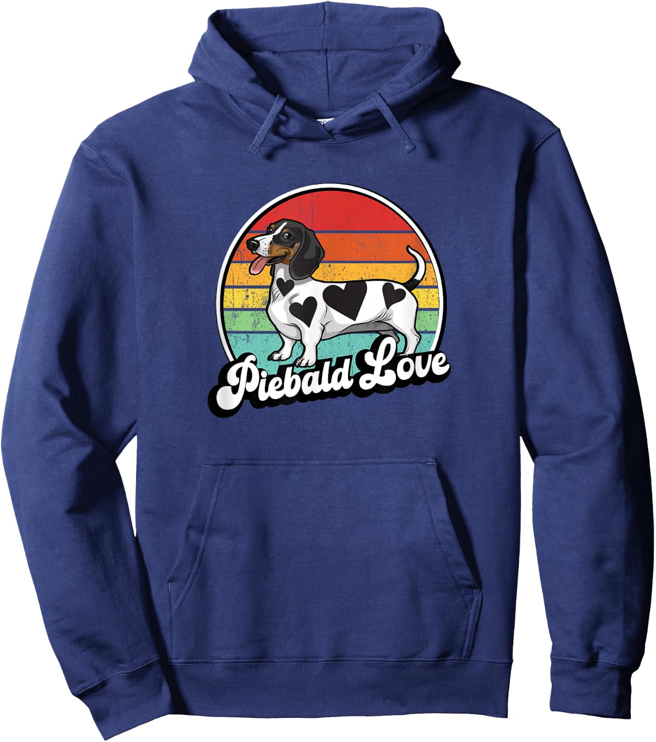 Funny Retro Vintage Love Piebald Dachshund Lover Hoodie - Hoodie | Navy