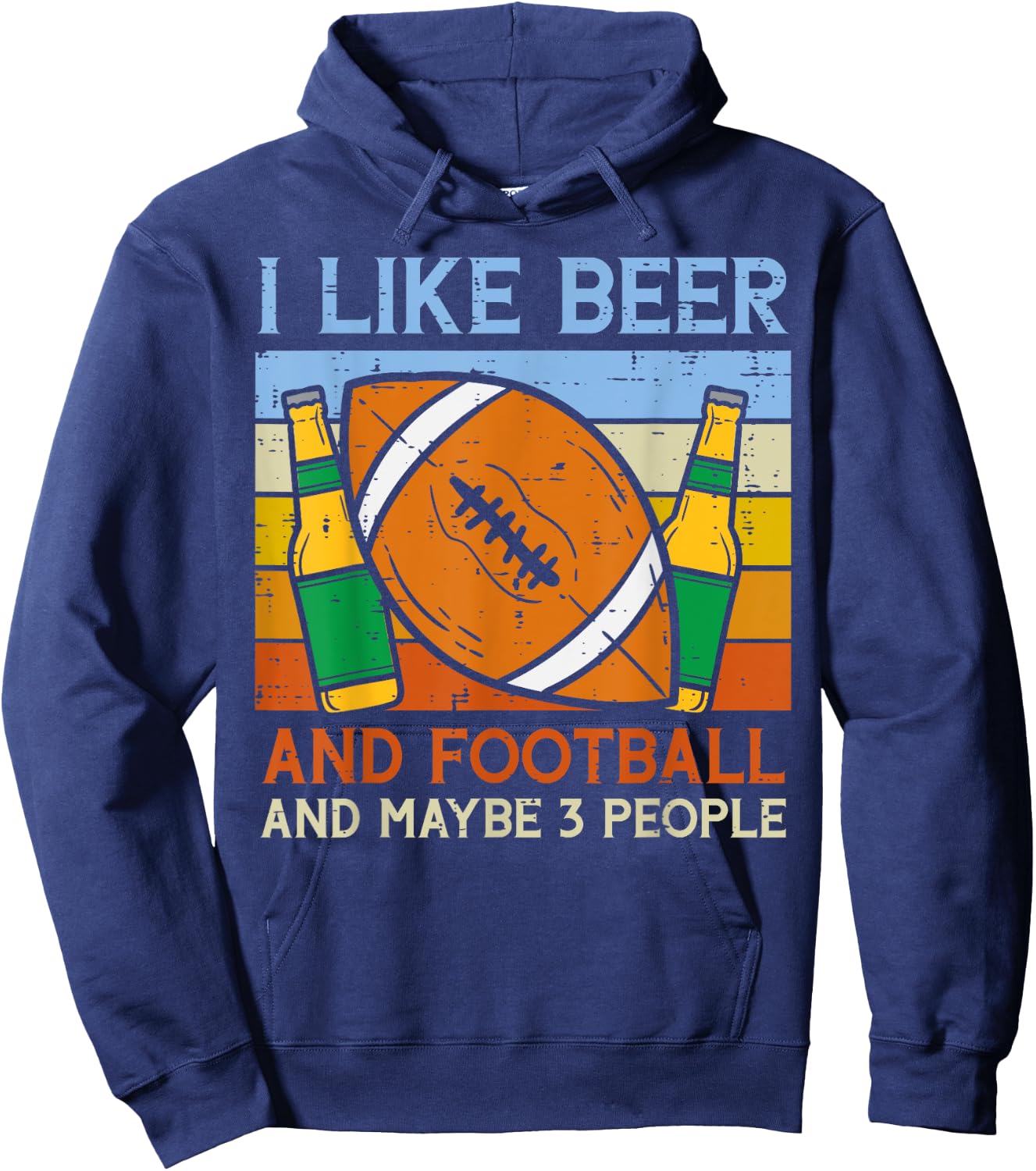I Like Beer American Football 3 People Funny Sports Drinking Hoodie - Hoodie | Navy