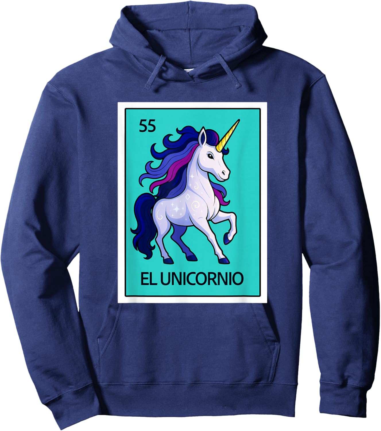 Mexican Lottery Designs El Unicornio, The Unicorn, Parody Hoodie - Hoodie | Navy
