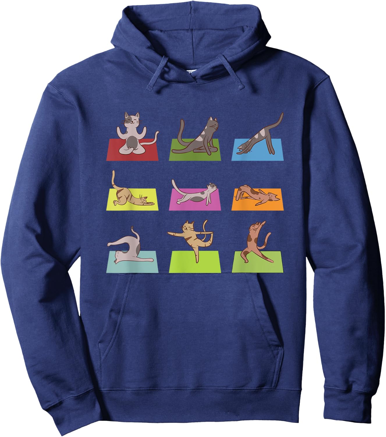 Funny Cat Yoga Positions Meditation Yoga Lover Women Girls Kids Hoodie - Hoodie | Navy