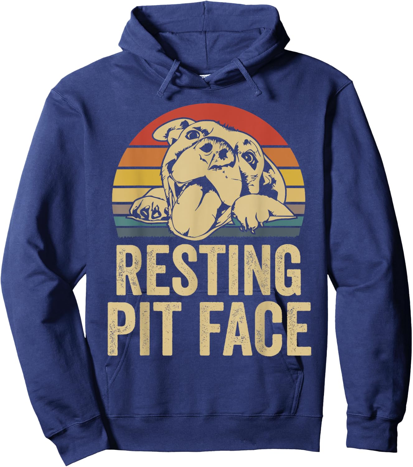 Resting Pit Face - Vintage Pitbull Lovers Gift Face Hoodie - Hoodie | Navy
