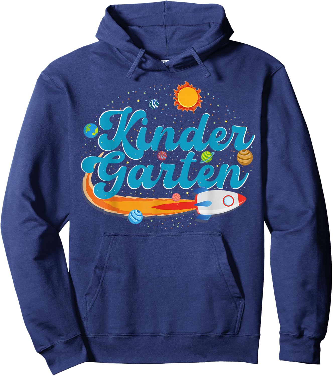 Kindergarten Teacher Outer Space Rocket Solar System Sun Hoodie - Hoodie | Navy