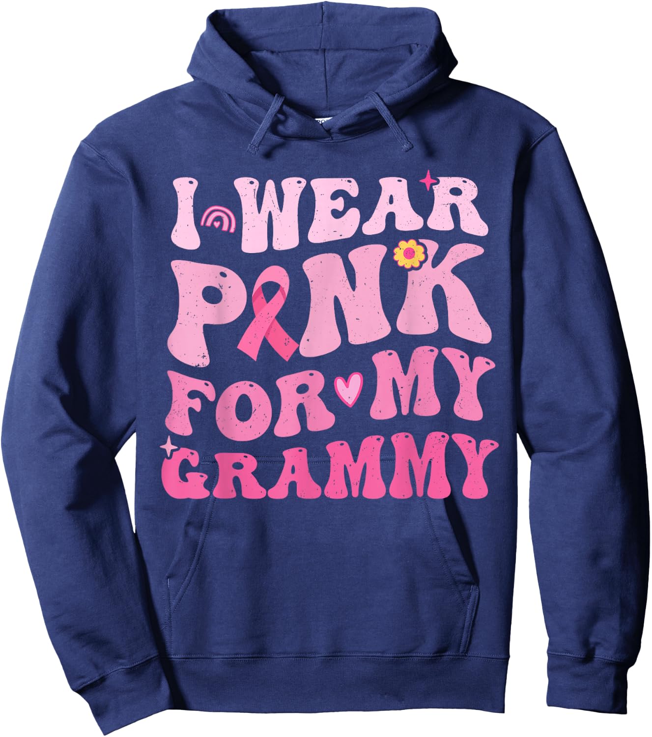 I Wear Pink For My Grammy Breast Cancer Grandma Kids Hoodie - Hoodie | Navy