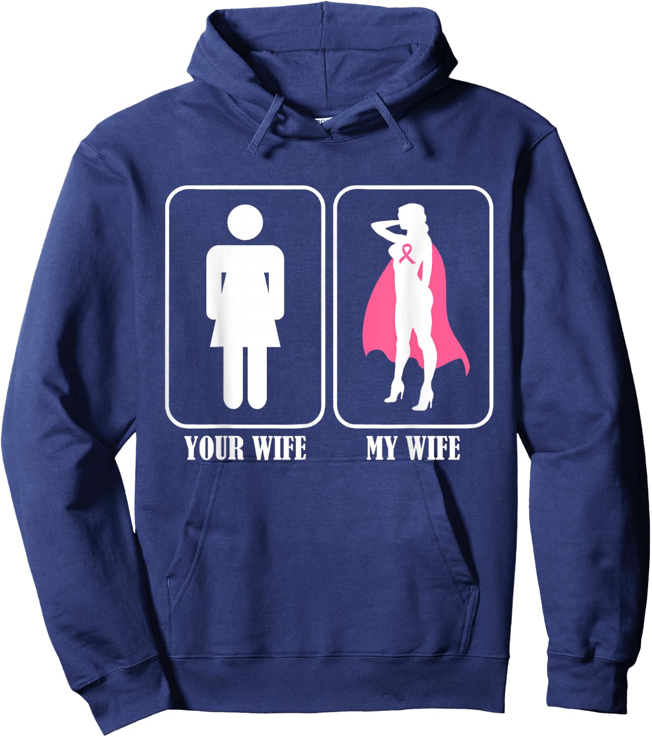 Your Wife My Wife Husband Breast Cancer Awareness Hoodie - Hoodie | Navy