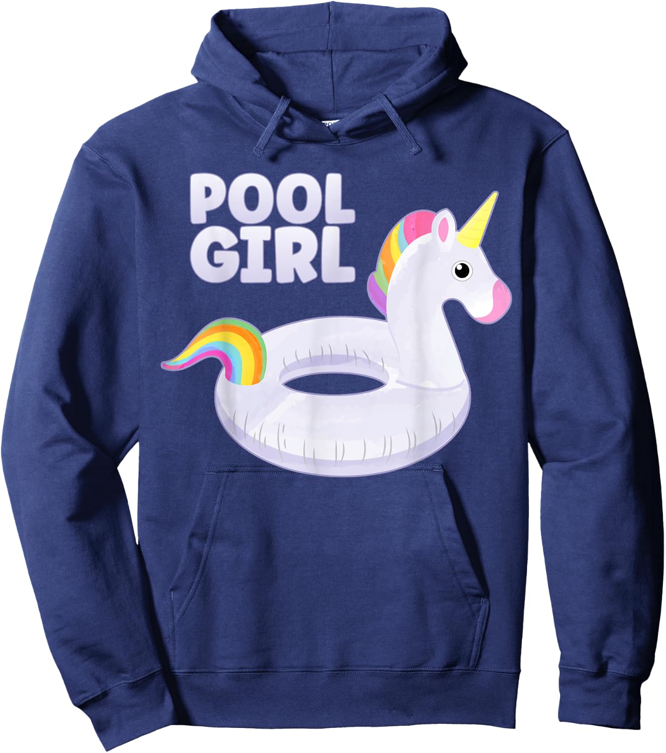 Pool Girl Unicorn Floating Ring Kids Funny Swimming Pool Hoodie - Hoodie | Navy