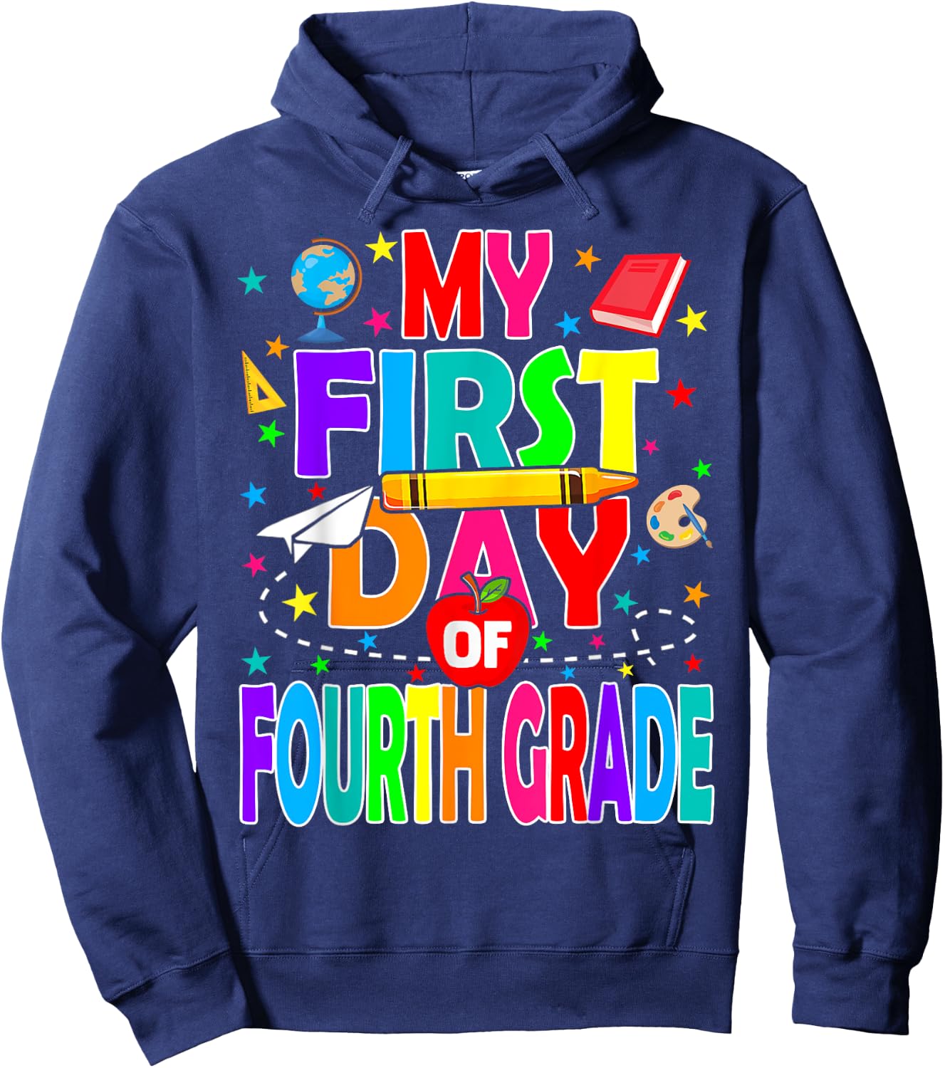My First Day of Fourth Grade Back to School Boys Kids Hoodie - Hoodie | Navy