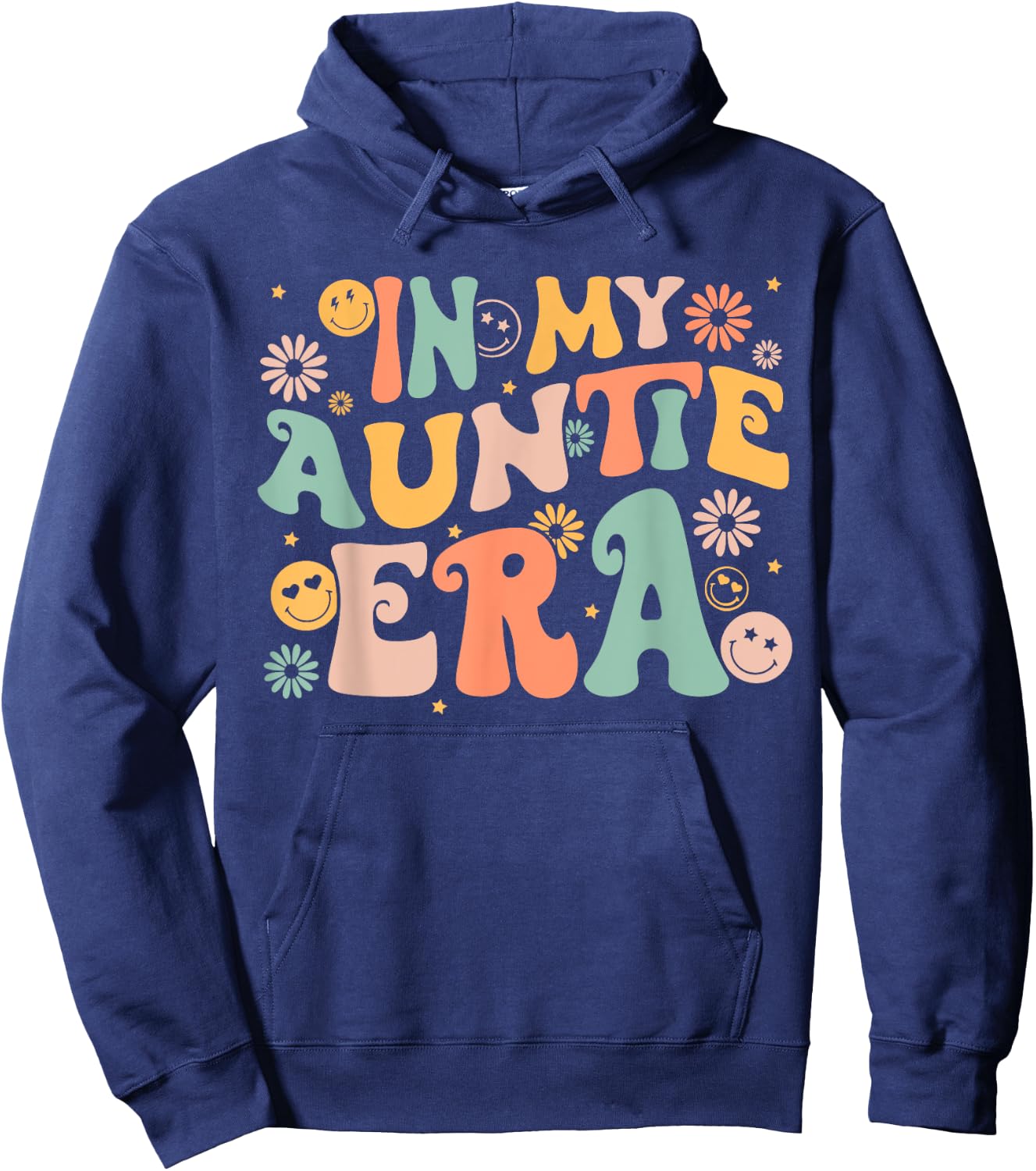 Retro Groovy In My AUNTIE Era Funny Aunt Life Women's Hoodie - Hoodie | Navy