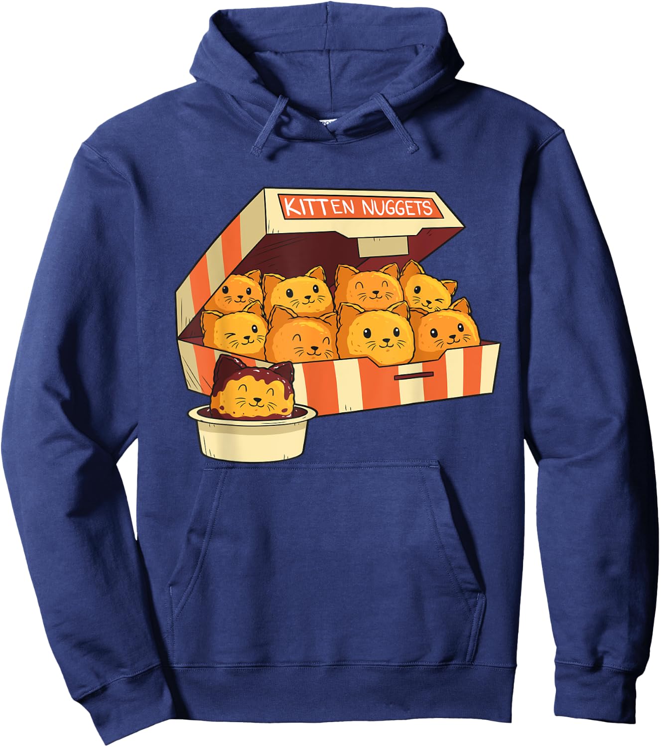 Kitten Nuggets Funny Cats & Chicken Nuggets Lover Funny Cat Hoodie - Hoodie | Navy
