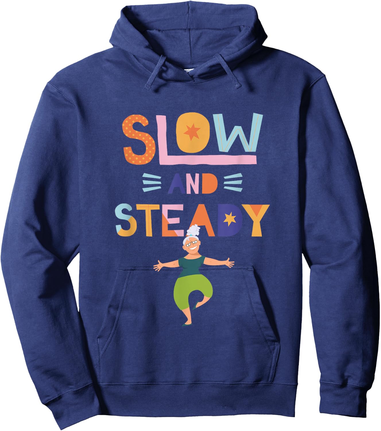 SLOW and STEADY- Senior Woman - Fitness Quote Gym Hoodie - Hoodie | Navy