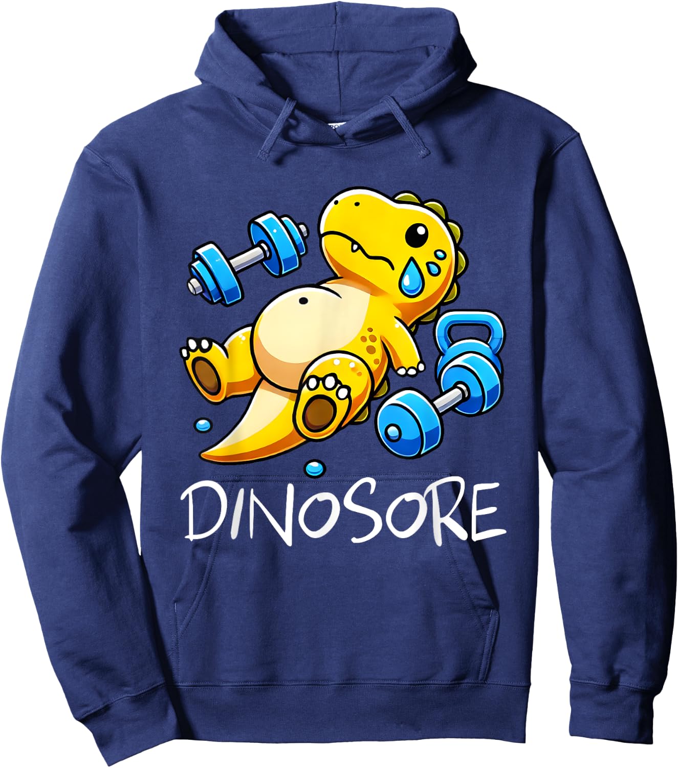 Funny Cute Dinosaur Workout Gym Fitness Weightlifting Gift Hoodie - Hoodie | Navy