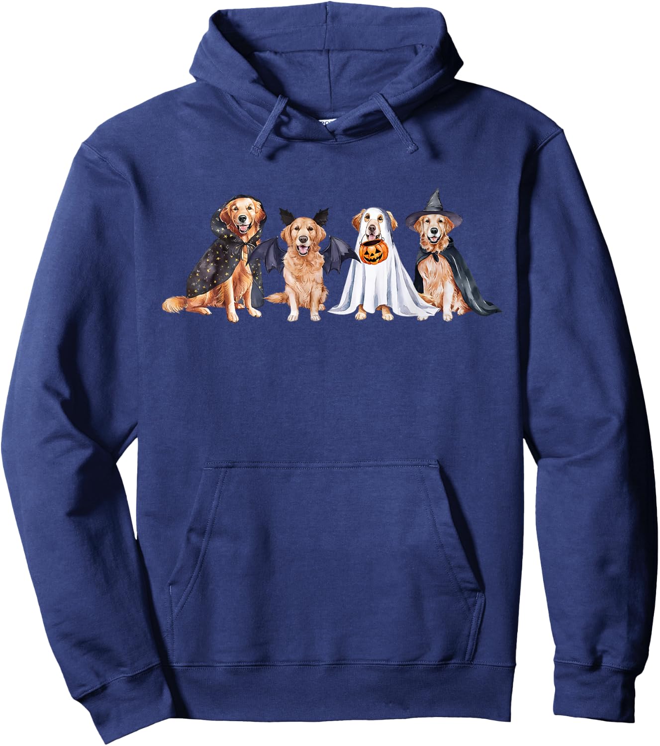 Golden Retriever Ghost Dog Halloween Golden Retriever Witch Hoodie - Hoodie | Navy