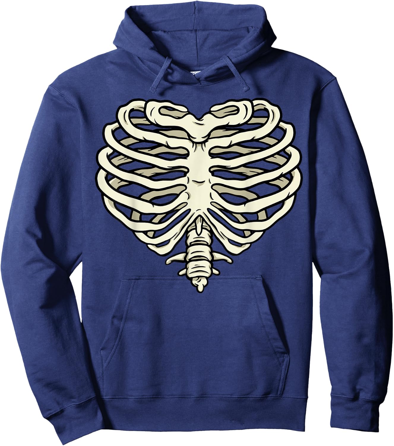Heart Rib Cage Skeleton Bone Hoodie - Hoodie | Navy