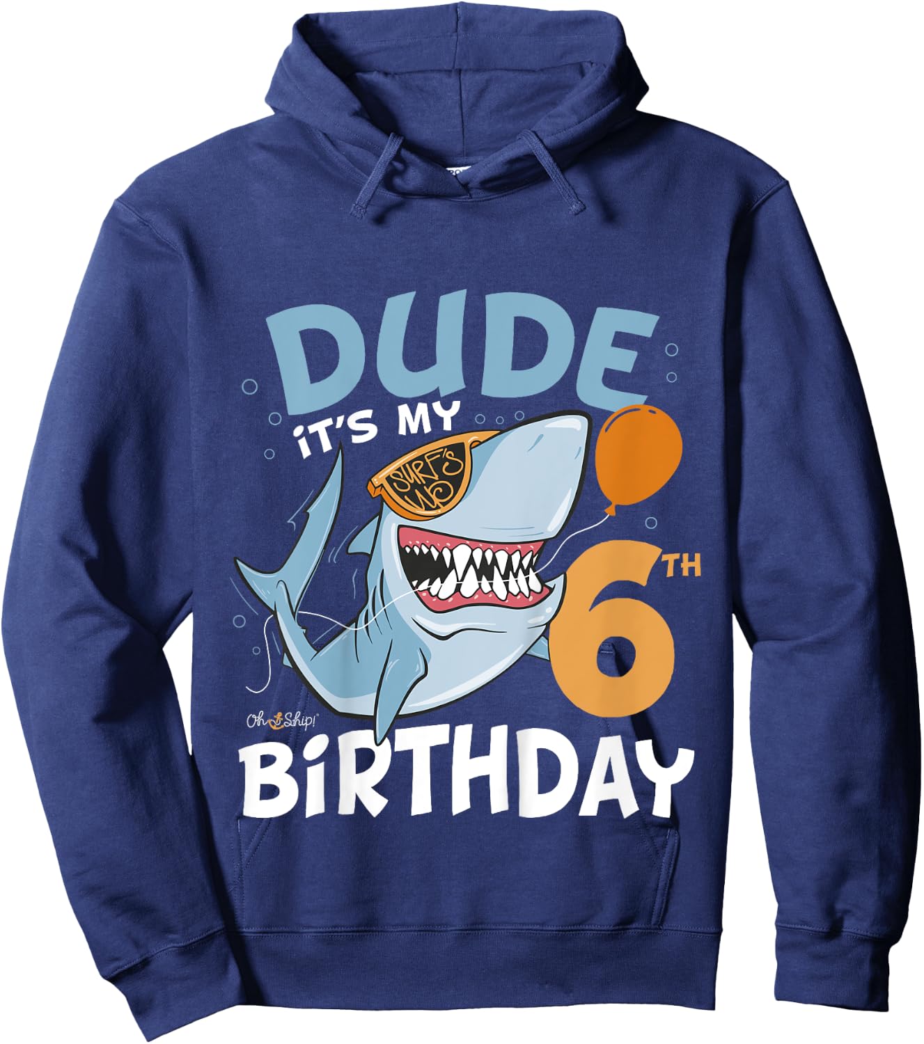 Kids Dude it's my 6th Birthday - Fun Shark 6th Birthday Boy Hoodie - Hoodie | Navy