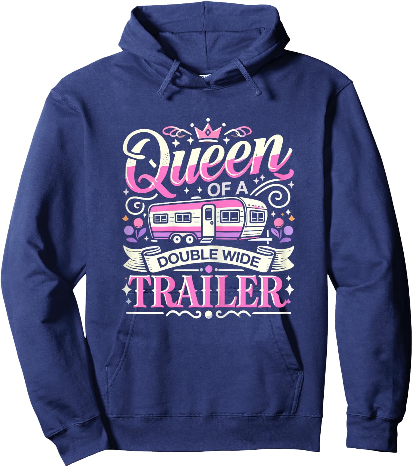 ShirtZilla Women's Black Graphic Double-Wide Trailer , X-Small Hoodie - Hoodie | Navy