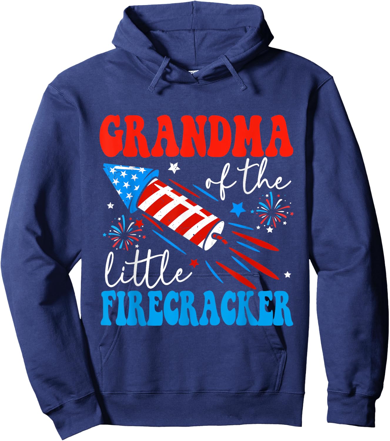 Grandma Of The Little Firecracker 4th of July Birthday Party Men Hoodie - Hoodie | Navy
