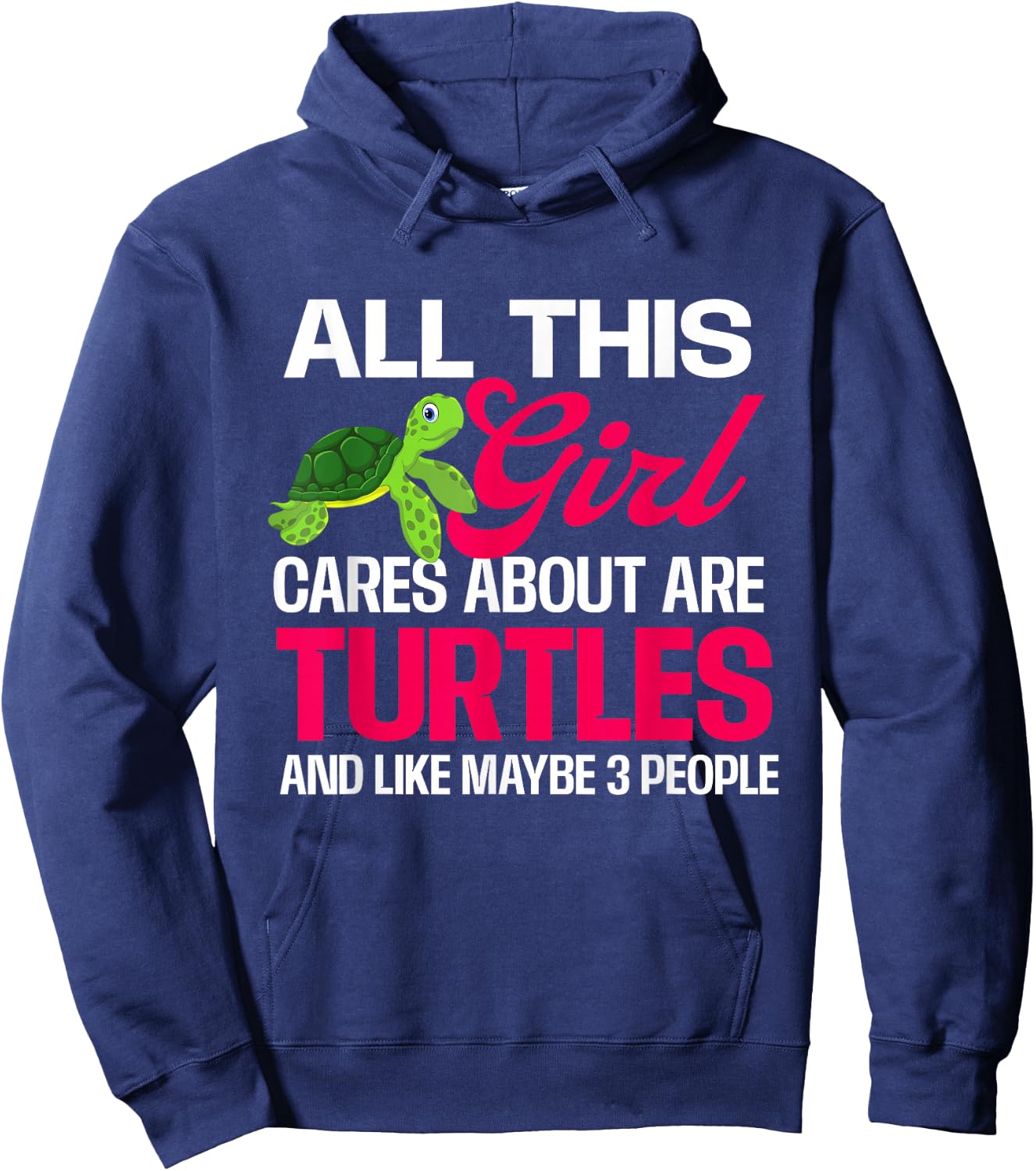 All This Girl Cares About Are Turtles - Beach Cute Tortoise Hoodie - Hoodie | Navy