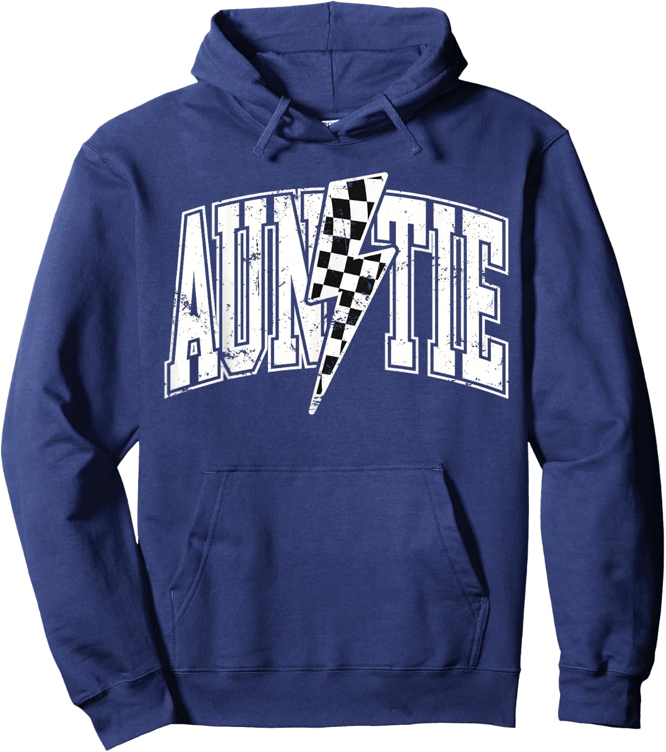Auntie Hosting Race Car Pit Crew Checkered Birthday Party Hoodie - Hoodie | Navy