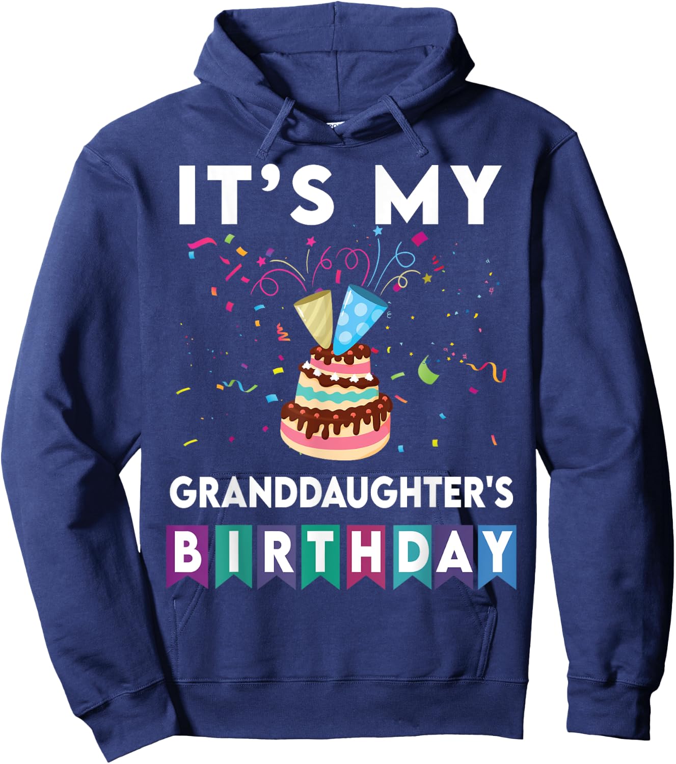 It's My granddaughter's Birthday Family Matching confetti Hoodie - Hoodie | Navy