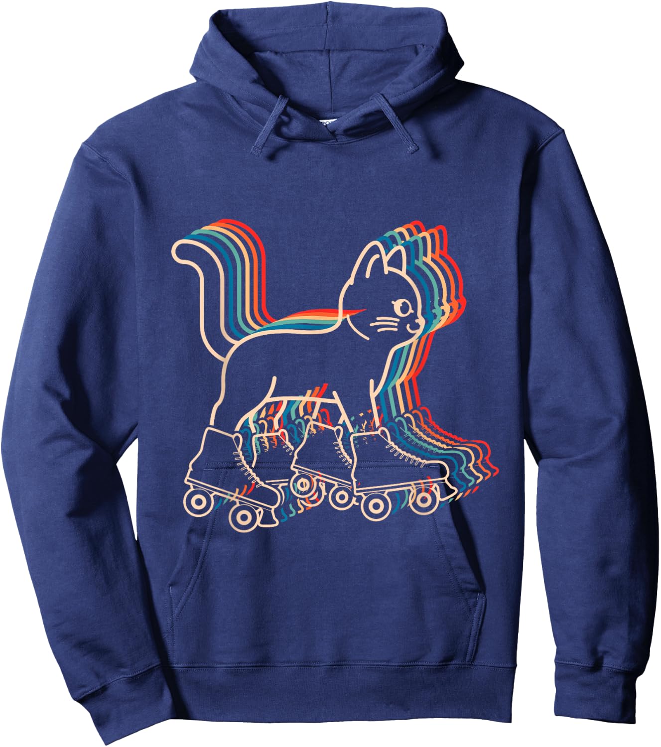 Cat Roller Skates Vintage Fun Skating Lifestyle Hobby Women Girls Kids Hoodie - Hoodie | Navy
