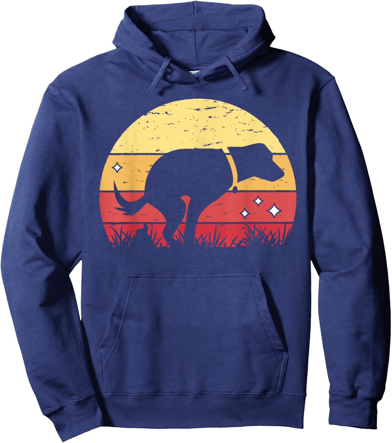 Retro Labrador Sunset Dog Pooping Canine Owner Hoodie - Hoodie | Navy