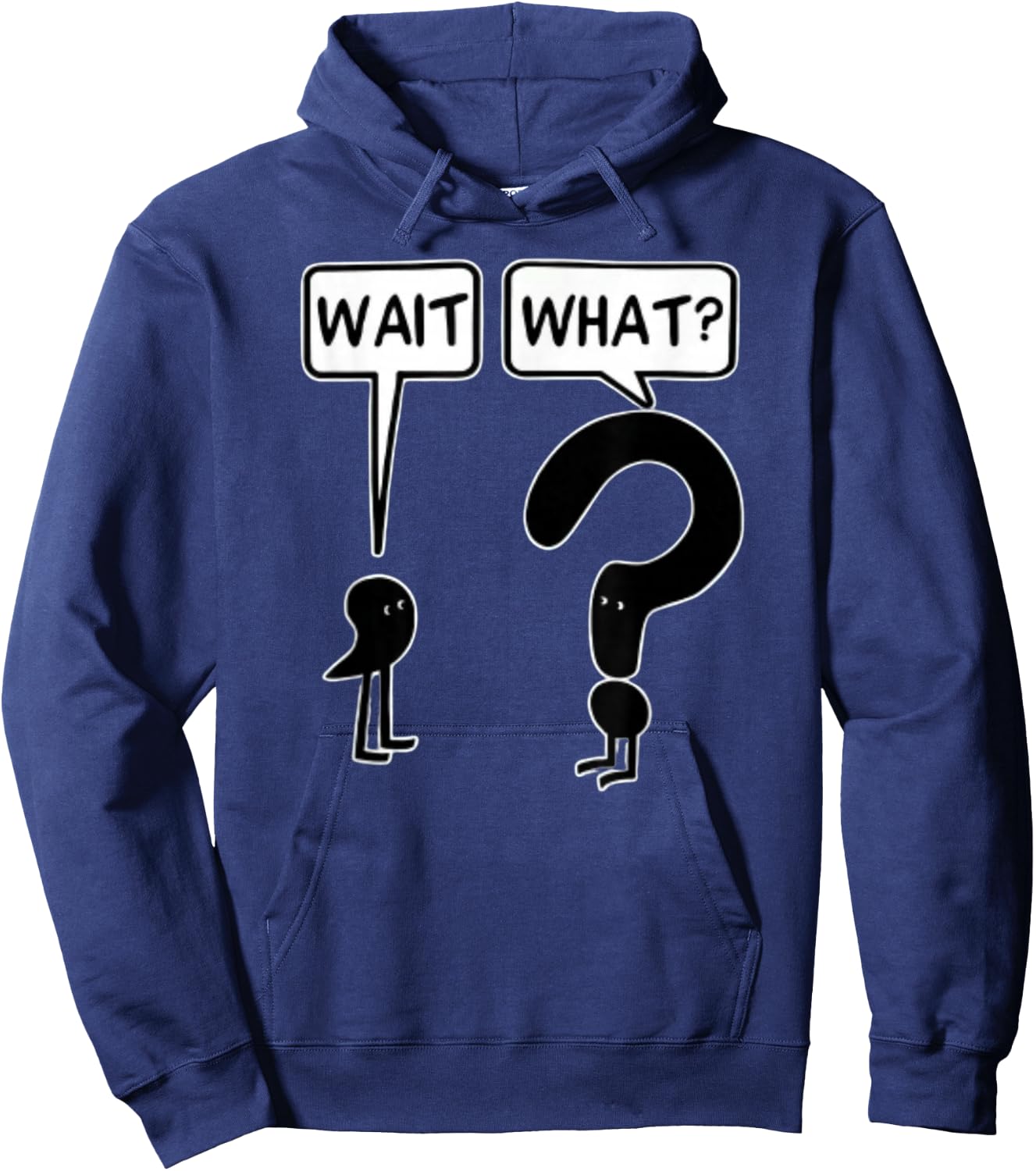 comma wait question mark what - Cartoon Funny Confused Meme Hoodie - Hoodie | Navy