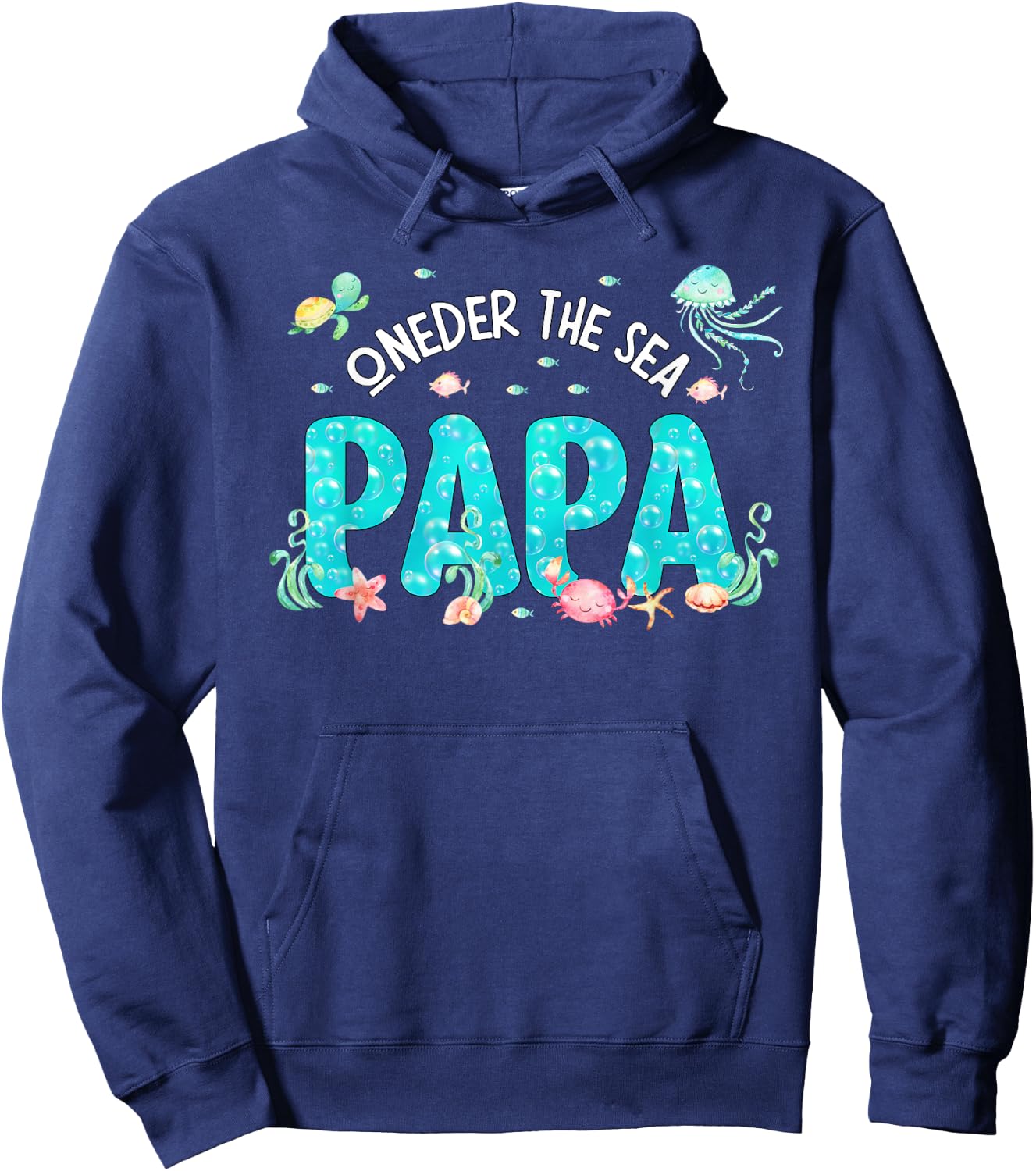 Under Sea Papa Birthday Girl Boy Matching Family Party Hoodie - Hoodie | Navy