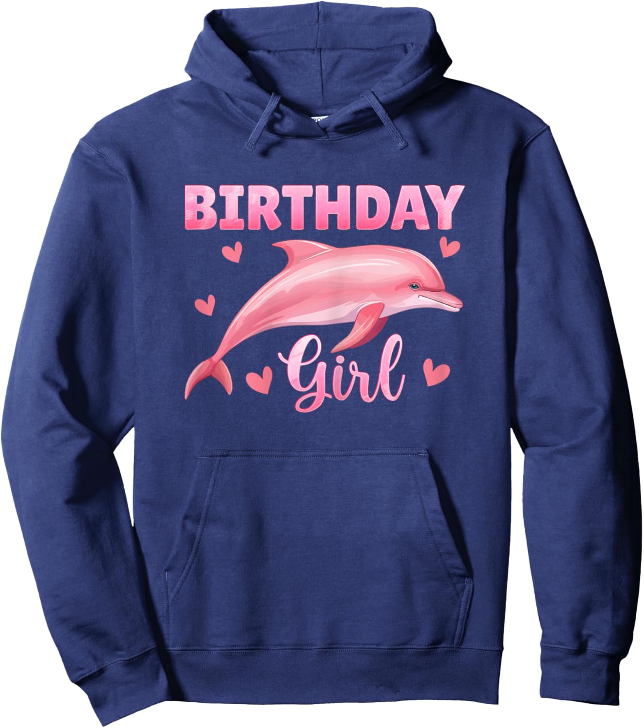 Birthday Girl Cute Dolphin 8 Years Old 8th Birthday Hoodie - Hoodie | Navy