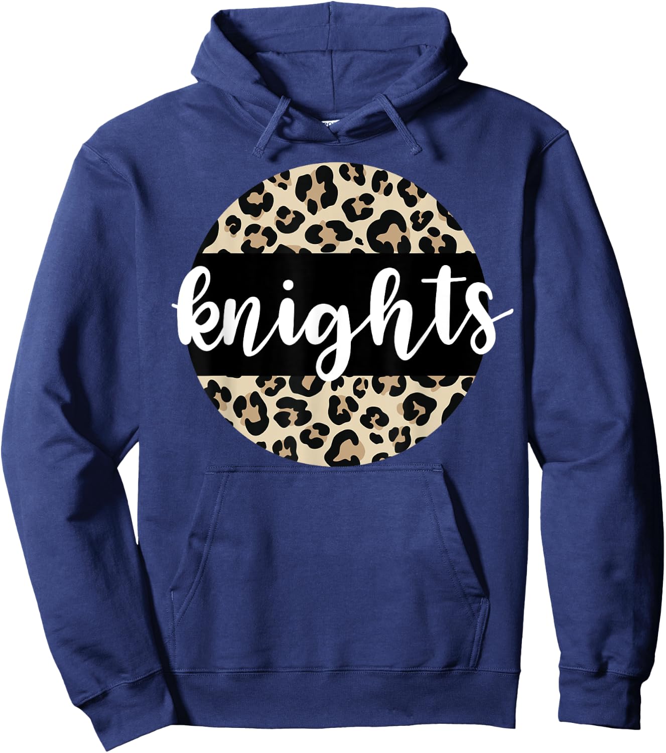 Leopard Print Knights Team Mascot School Spirit Game Night Hoodie - Hoodie | Navy