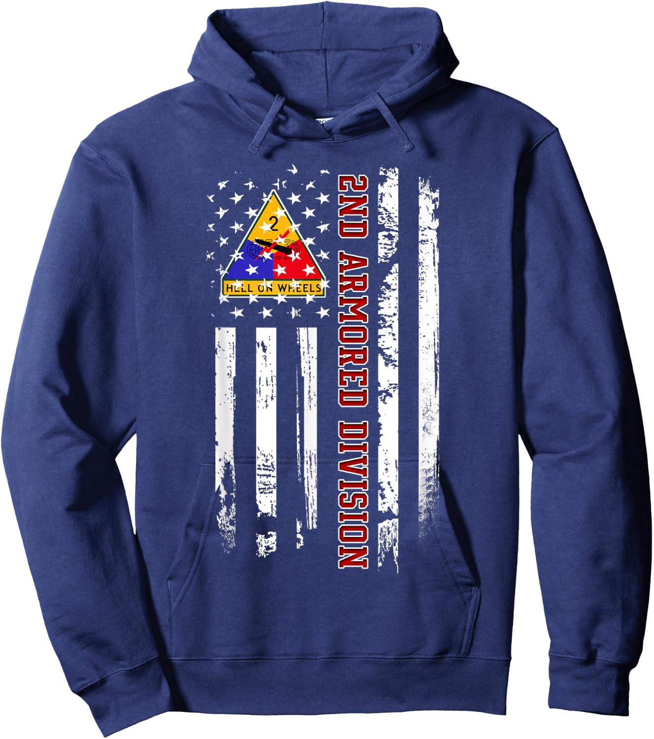 2nd Armored Division American Flag Military Veteran Day Papa Hoodie - Hoodie | Navy