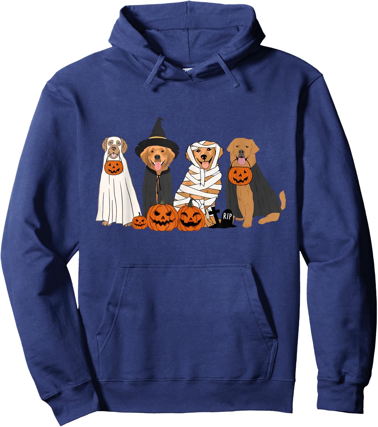 Funny Golden Retriever Dog Ghost In Boo Sheet Halloween Hoodie - Hoodie | Navy