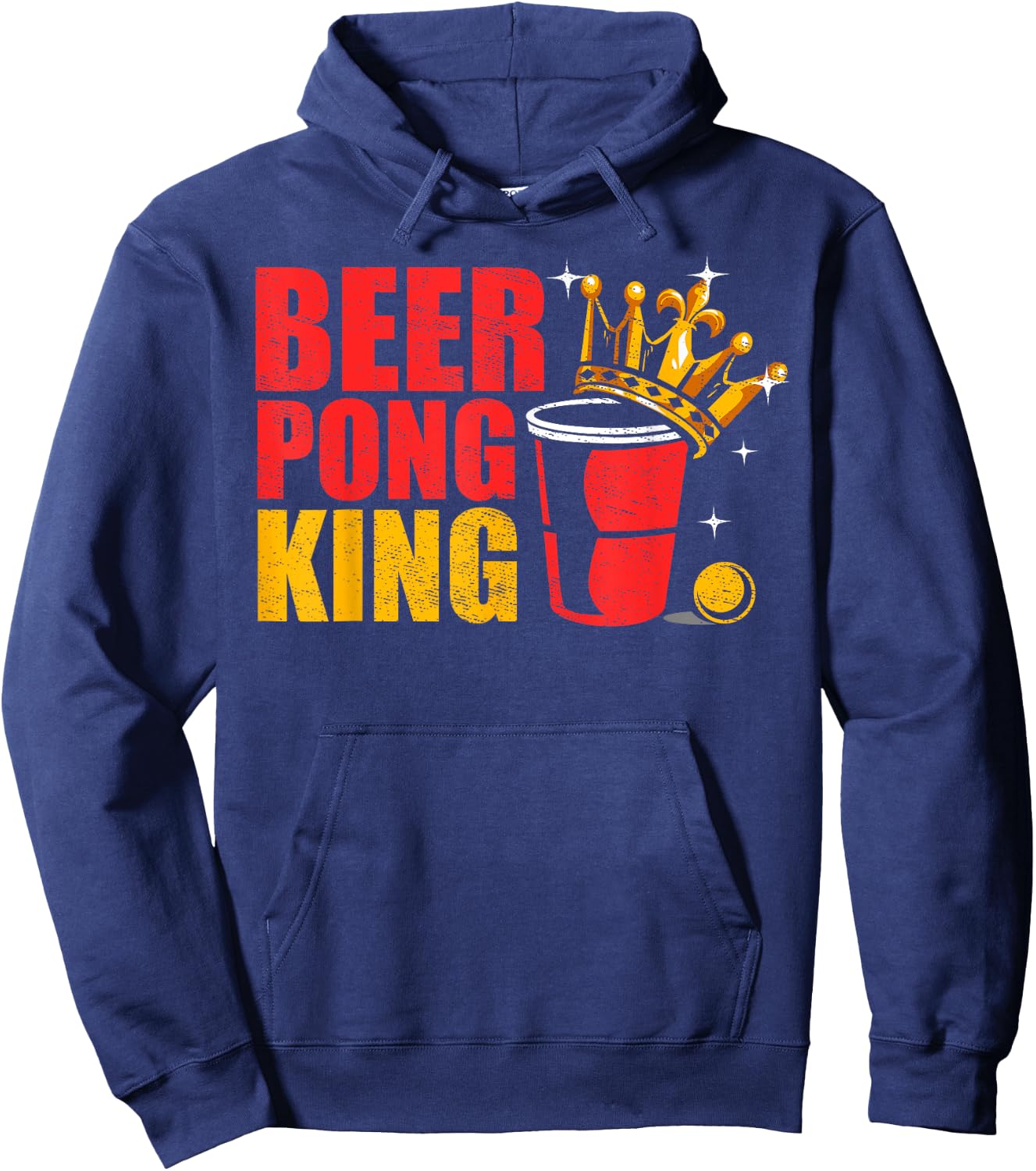 Vintage Beer Pong King Beer Pong Champion Drinking Games Hoodie - Hoodie | Navy