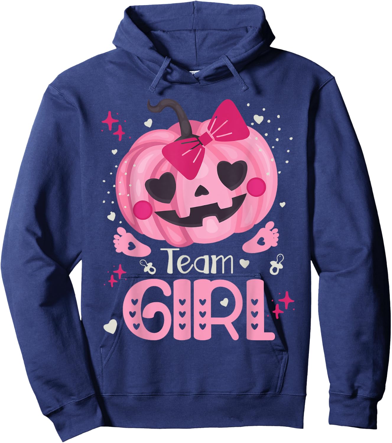 Team Girl Pumpkin Halloween Baby Gender Reveal Party Hoodie - Hoodie | Navy