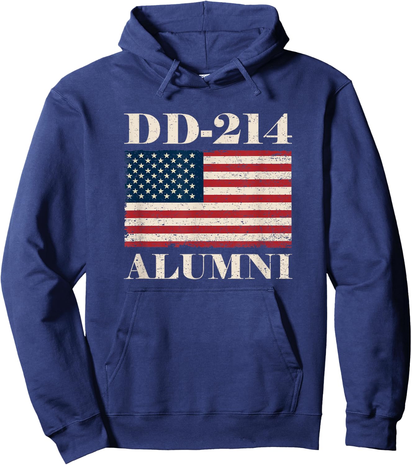 DD-214 Alumni Military Veteran Vintage American Flag Hoodie - Hoodie | Navy