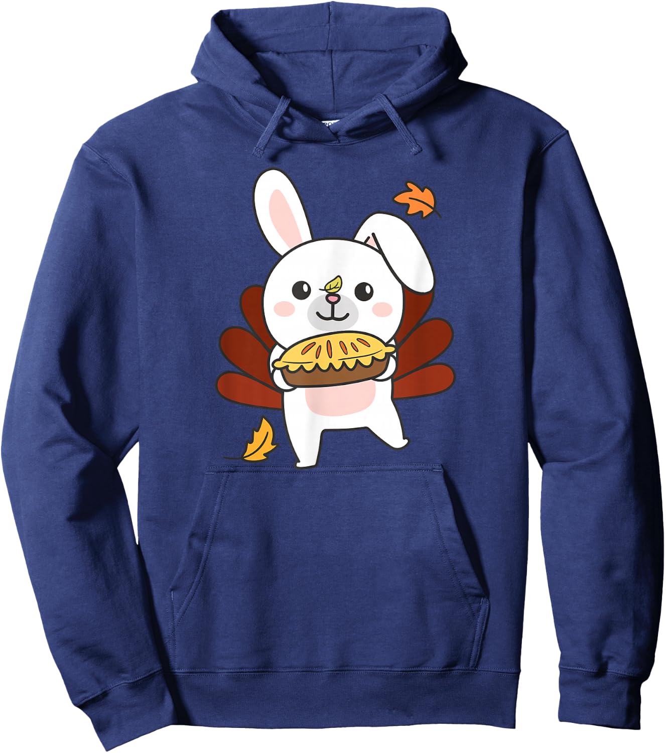 Thanksgiving Day Outfits Turkey Bunny With Applepie Hoodie - Hoodie | Navy