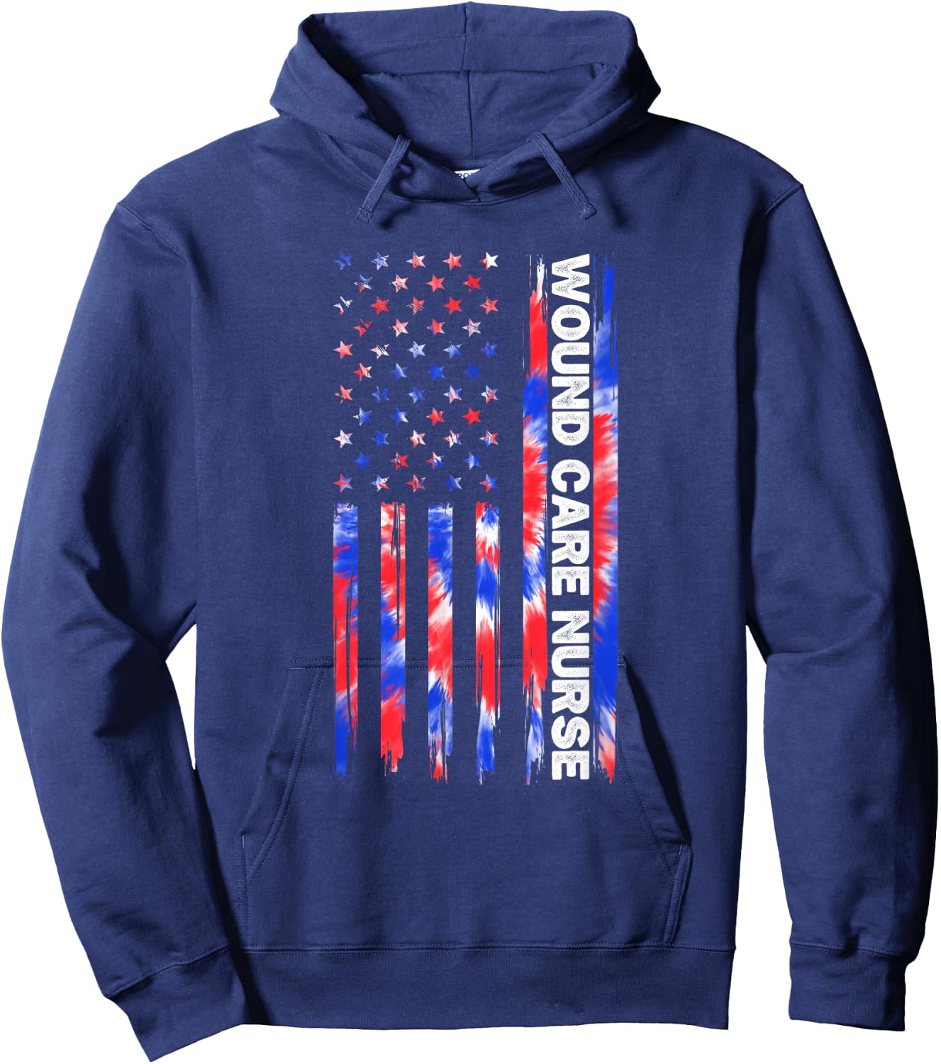 Wound Care Nurse Tie Dye American Flag 4th Of July Ostomy Women Men Hoodie - Hoodie | Navy