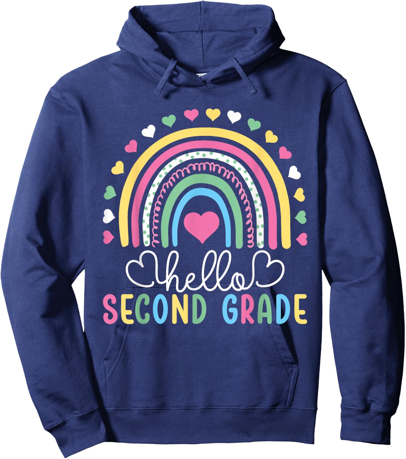 Hello 2nd Second Grade Teacher Women Girl Kids Hoodie - Hoodie | Navy