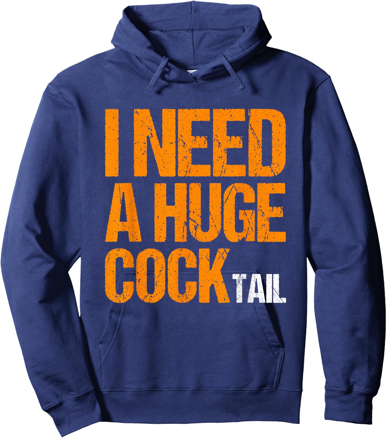 Funny Drinking I Need a Huge COCKtail -Adults Black Small Modern Classic Hoodie - Hoodie | Navy