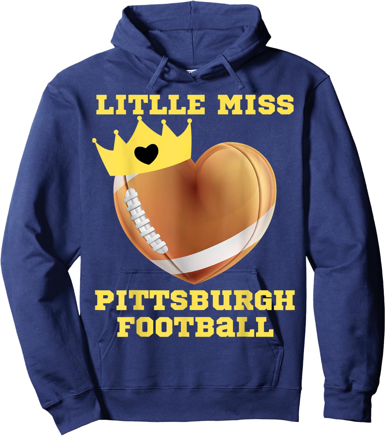 Little Miss Pittsburgh Football Fun Girl Toddler Girls Funny Hoodie - Hoodie | Navy