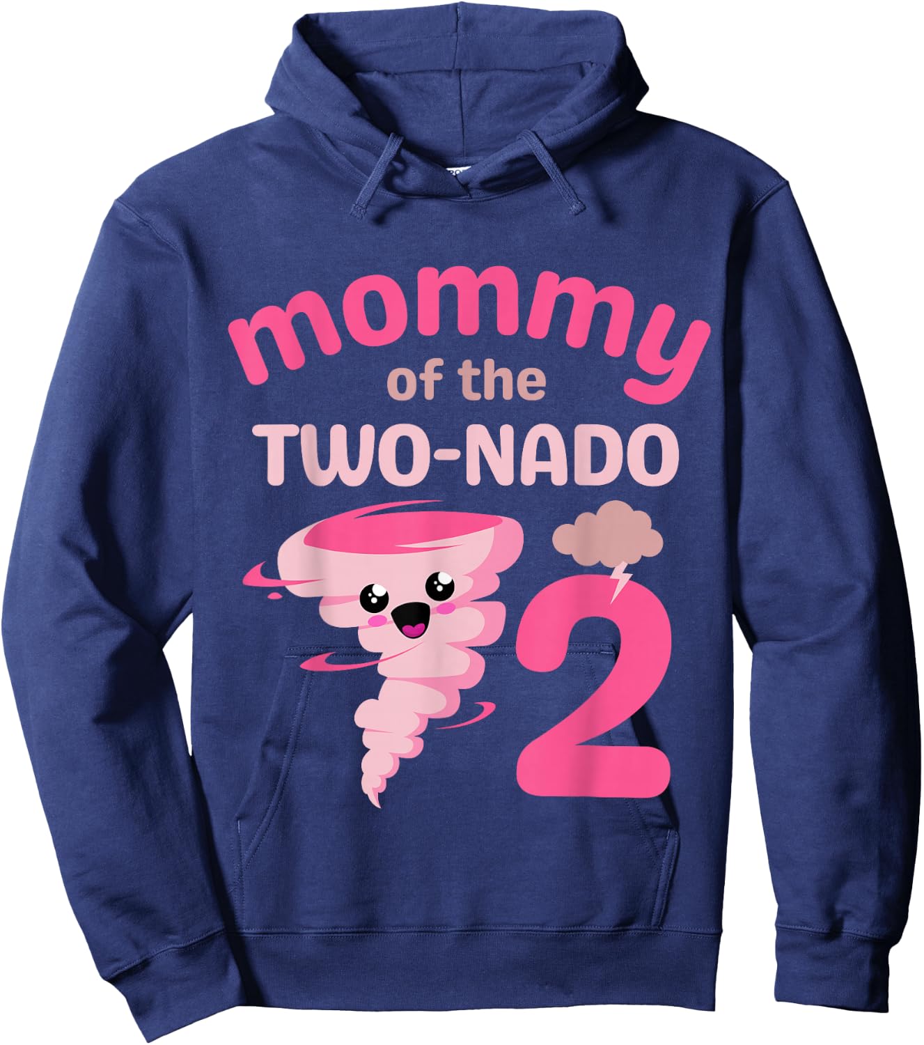 Mommy of the Two-nado Tornado Theme 2nd Birthday Party Kids Hoodie - Hoodie | Navy