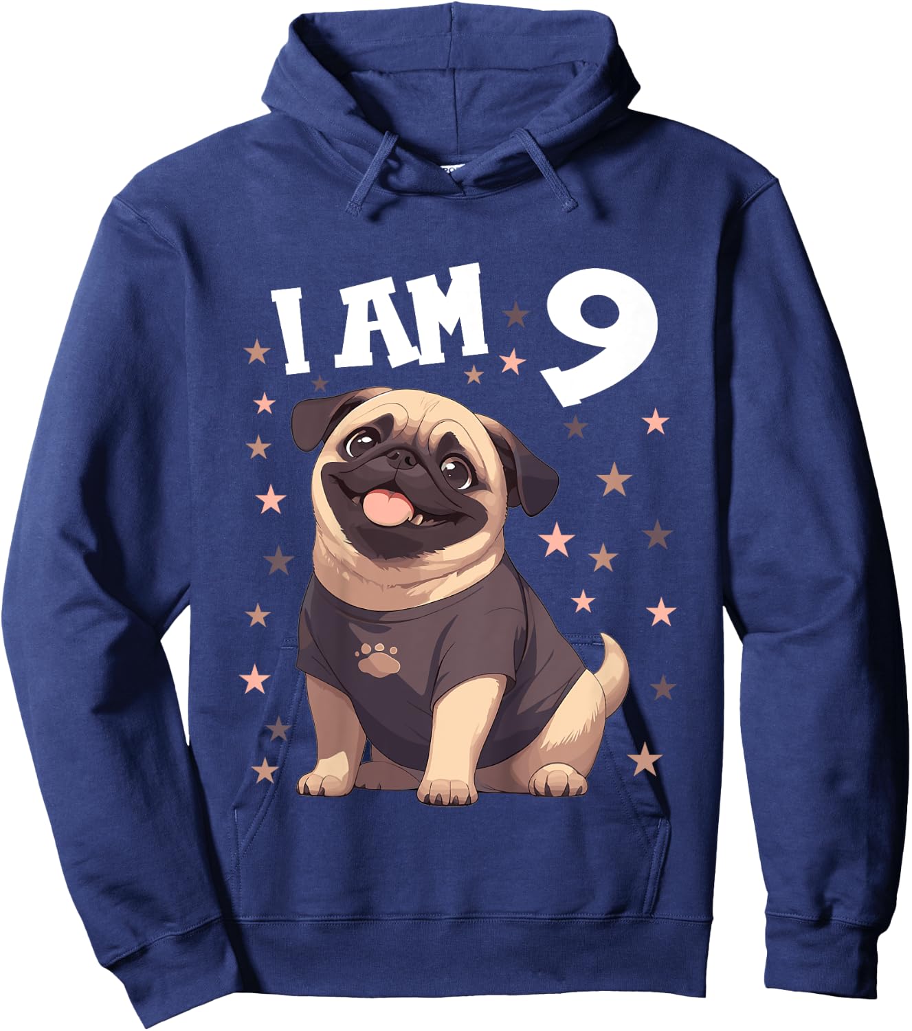 9 Years old 9th birthday Pugs Pug Hoodie - Hoodie | Navy