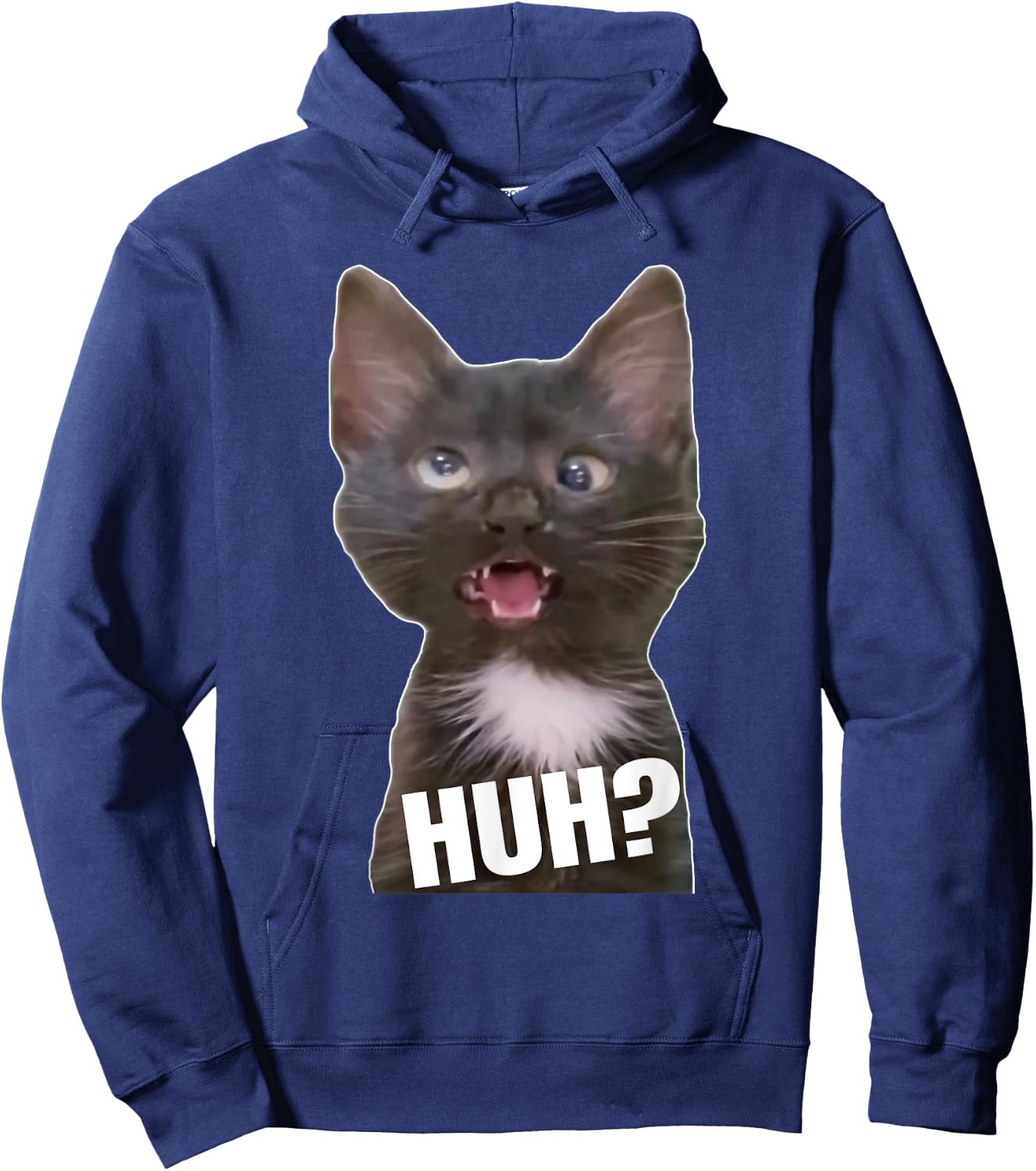 Funny Cross Eyed Cat Meme Huh Funny Cat Hoodie - Hoodie | Navy