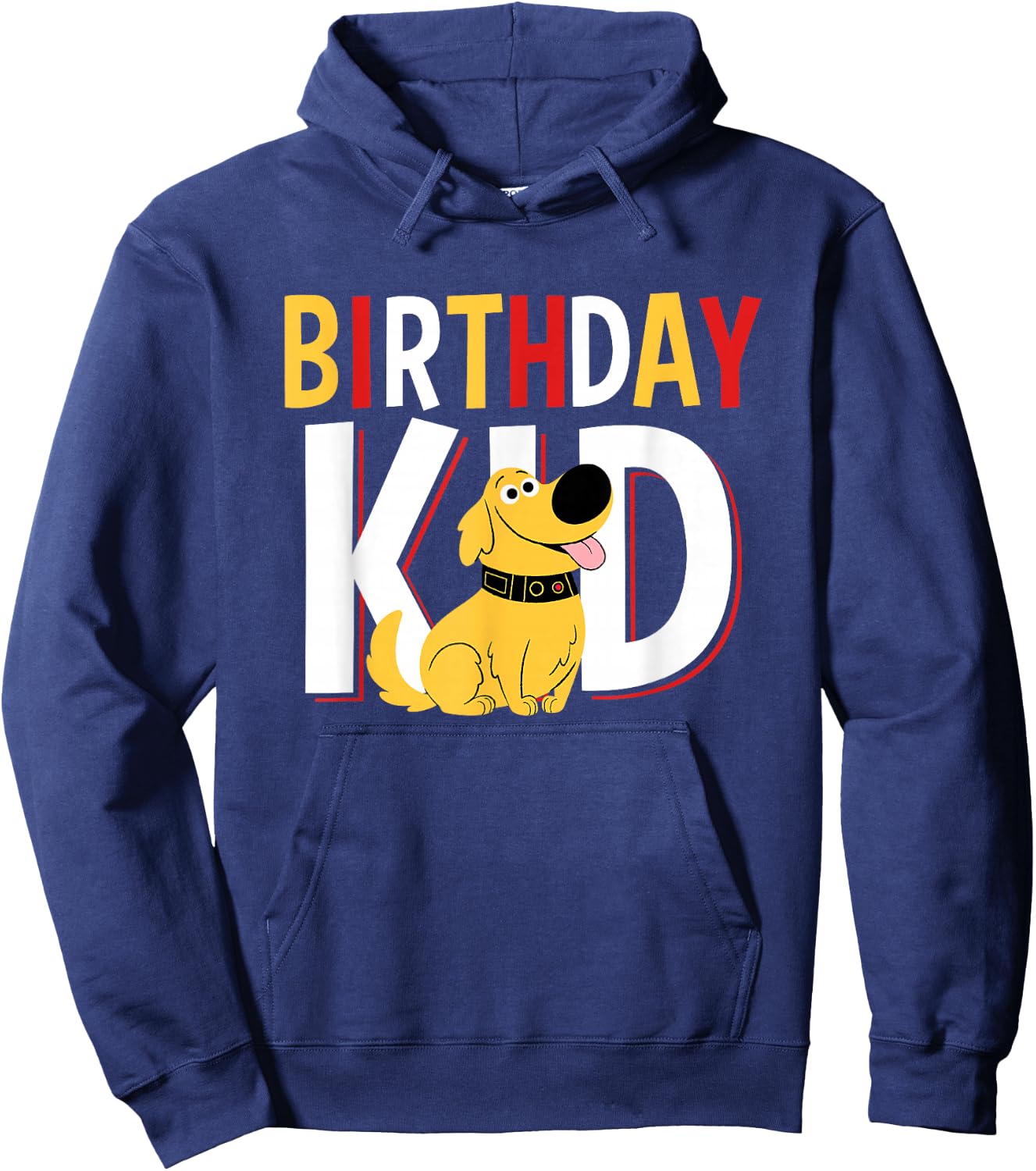 Disney Pixar Up Birthday Kid Cute Dug Big Chest Text Logo Hoodie - Hoodie | Navy