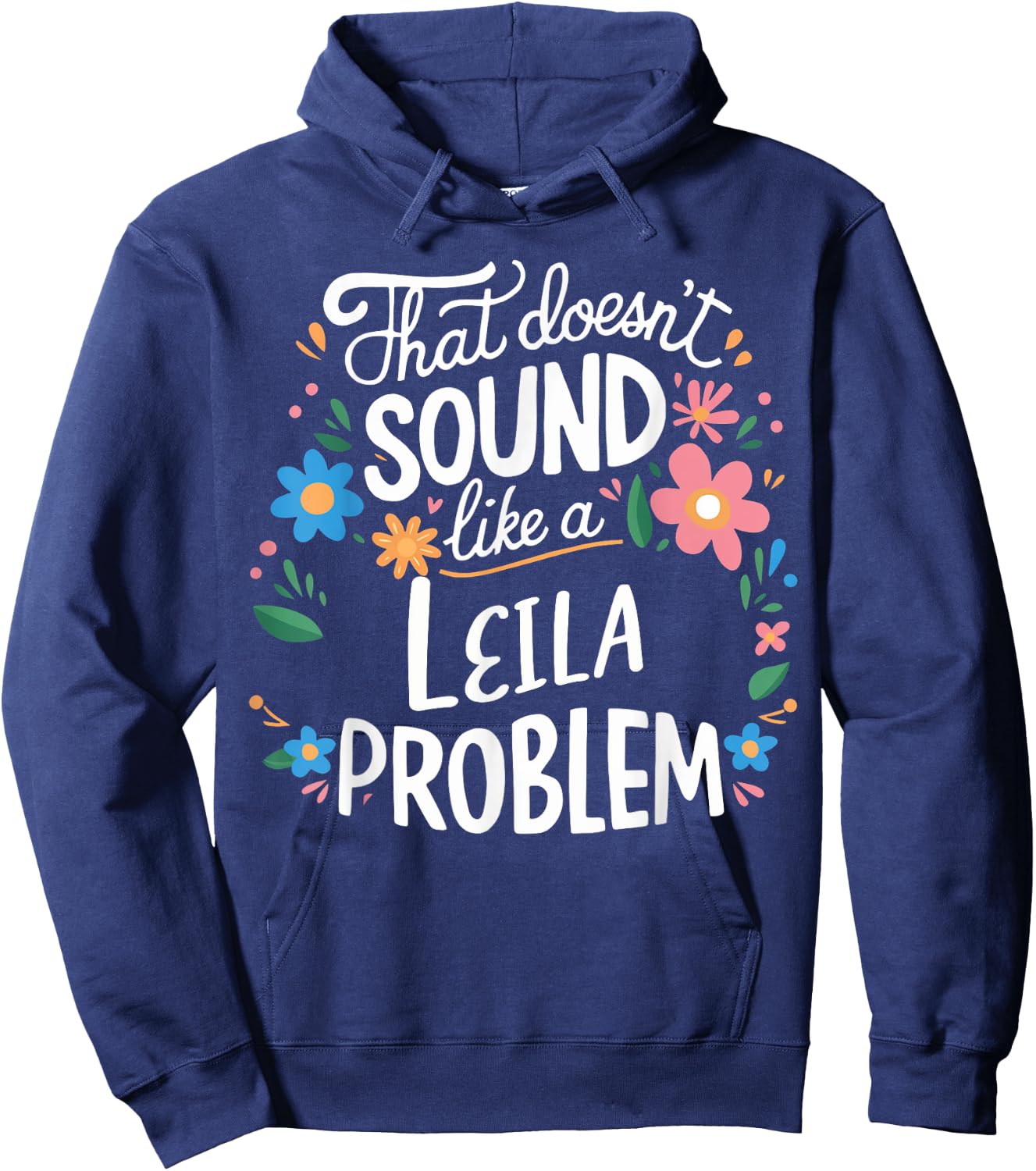 Leila Personalized Cute Flower Girls Leila Name Hoodie - Hoodie | Navy