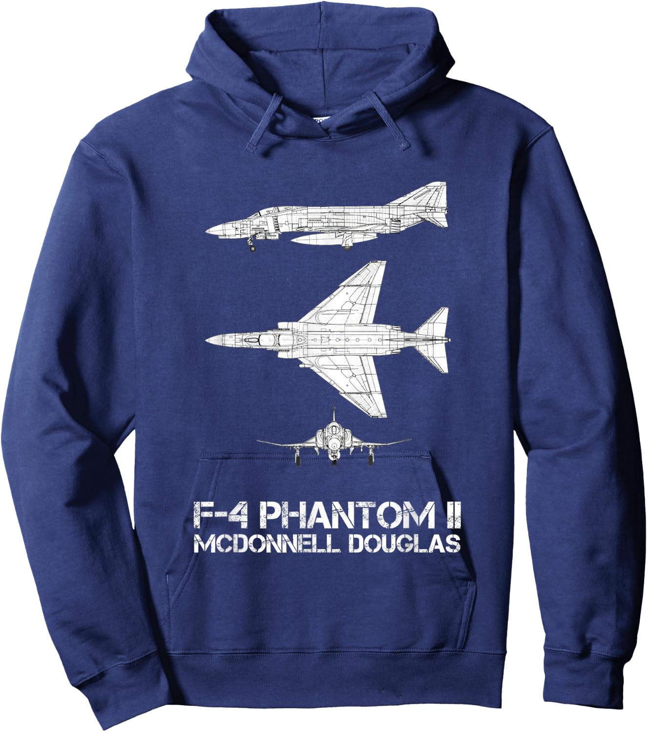 McDonnell Douglas F-4 Phantom II Blueprint Aircraft Hoodie - Hoodie | Navy